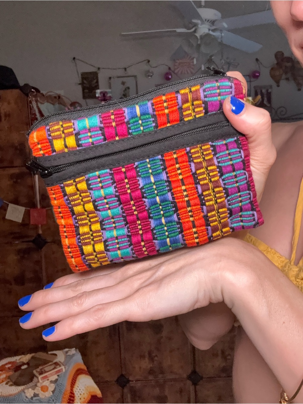 Handwoven Multicolor Zipper Pouch - Vibrant Striped Wallet
